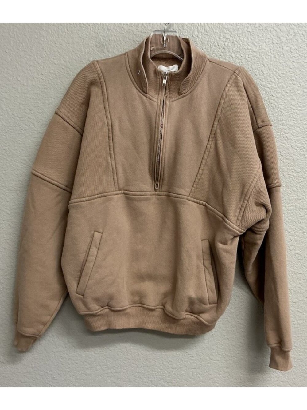 Joah Brown Sweatshirt M/L Womens Brown Retro Half Zip Fleece Pullover Med Large